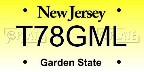 T78GML New Jersey License Plate