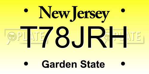 T78JRH New Jersey License Plate