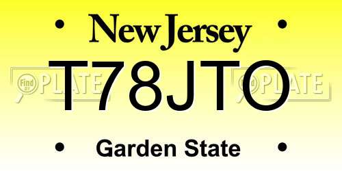 T78JTO New Jersey License Plate