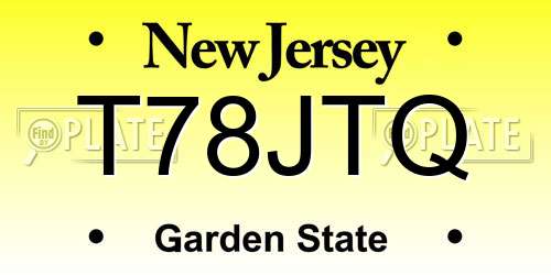 T78JTQ New Jersey License Plate