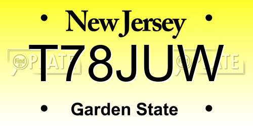 T78JUW New Jersey License Plate