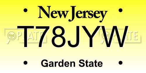 T78JYW New Jersey License Plate