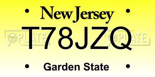 T78JZQ New Jersey License Plate