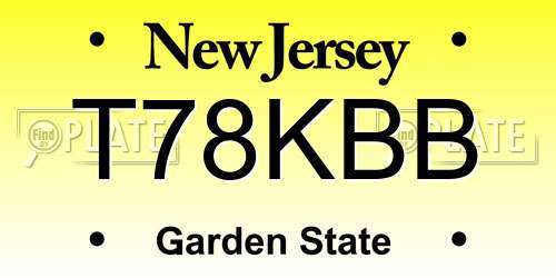 T78KBB New Jersey License Plate