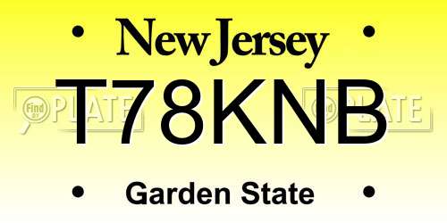 T78KNB New Jersey License Plate