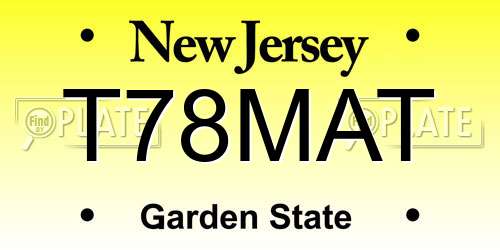 T78MAT New Jersey License Plate
