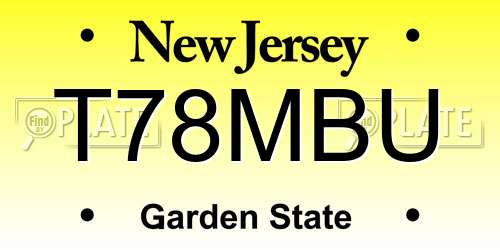 T78MBU New Jersey License Plate