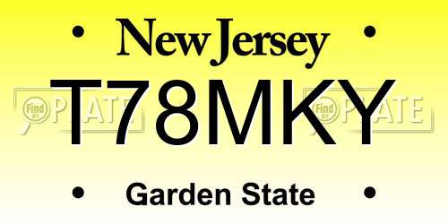 T78MKY New Jersey License Plate