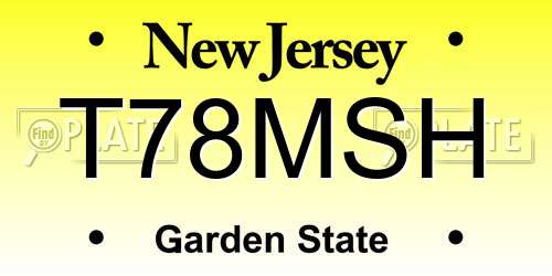T78MSH New Jersey License Plate