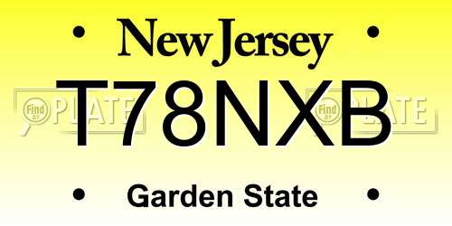 T78NXB New Jersey License Plate
