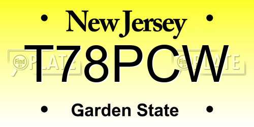 T78PCW New Jersey License Plate