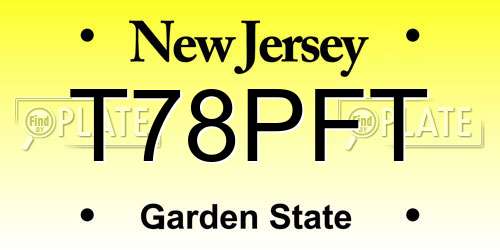 T78PFT New Jersey License Plate