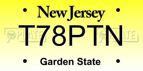 T78PTN New Jersey License Plate