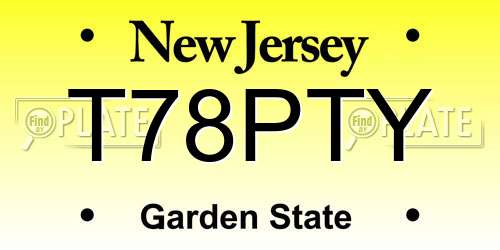 T78PTY New Jersey License Plate