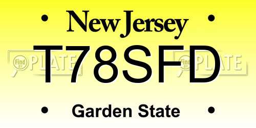 T78SFD New Jersey License Plate