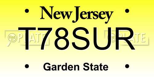 T78SUR New Jersey License Plate