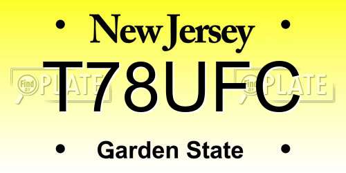 T78UFC New Jersey License Plate