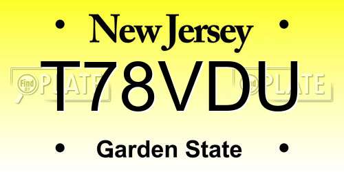 T78VDU New Jersey License Plate