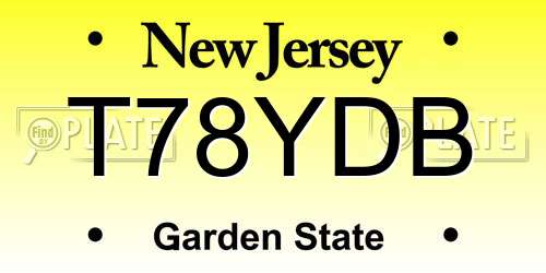 T78YDB New Jersey License Plate