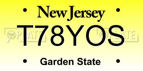 T78YOS New Jersey License Plate