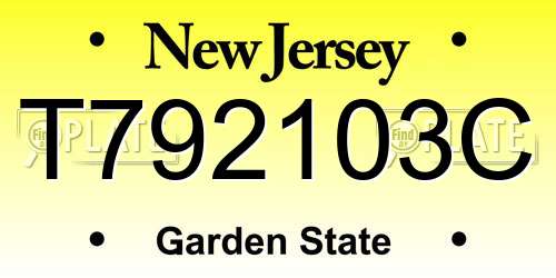 T792103C New Jersey License Plate