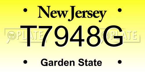 T7948G New Jersey License Plate