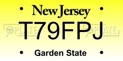 T79FPJ New Jersey License Plate