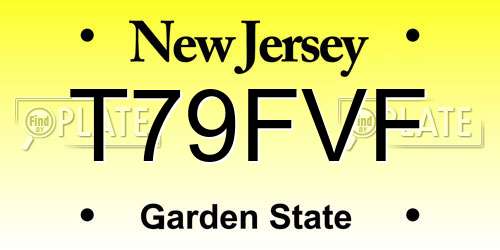 T79FVF New Jersey License Plate