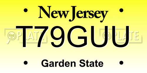 T79GUU New Jersey License Plate