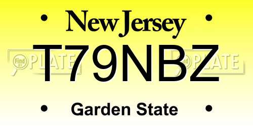 T79NBZ New Jersey License Plate
