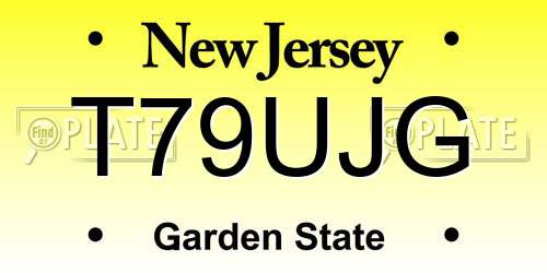 T79UJG New Jersey License Plate