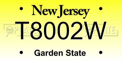 T8002W New Jersey License Plate