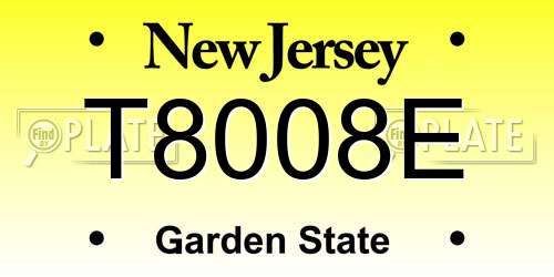 T8008E New Jersey License Plate