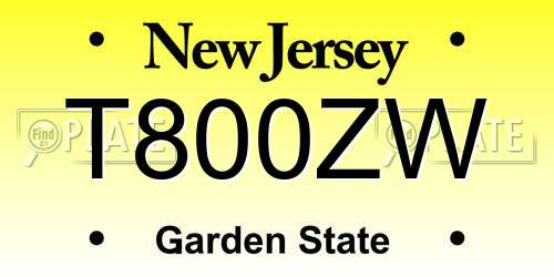 T800ZW New Jersey License Plate