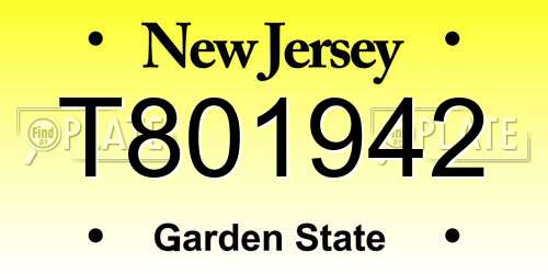 T801942 New Jersey License Plate