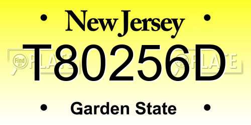 T80256D New Jersey License Plate