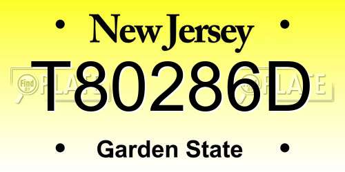 T80286D New Jersey License Plate