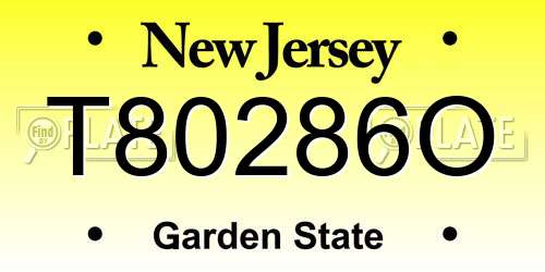 T80286O New Jersey License Plate