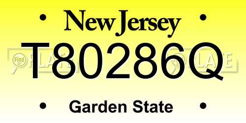 T80286Q New Jersey License Plate