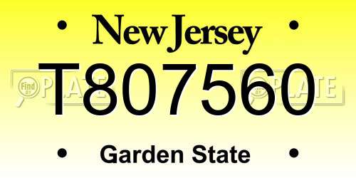 T807560 New Jersey License Plate