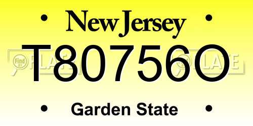T80756O New Jersey License Plate