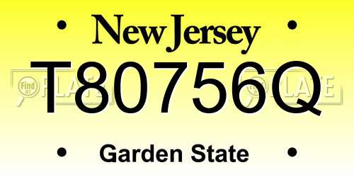 T80756Q New Jersey License Plate