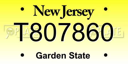 T807860 New Jersey License Plate