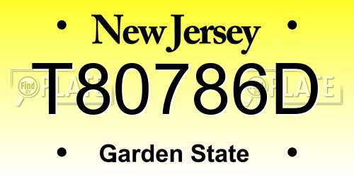 T80786D New Jersey License Plate