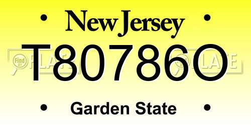 T80786O New Jersey License Plate