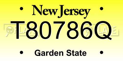 T80786Q New Jersey License Plate