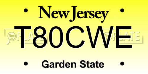 T80CWE New Jersey License Plate