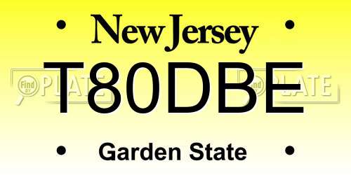 T80DBE New Jersey License Plate
