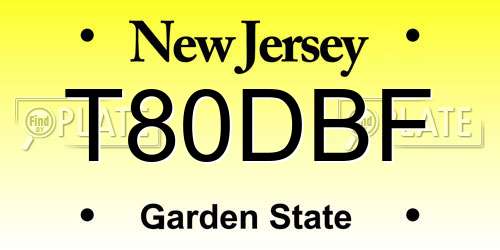 T80DBF New Jersey License Plate