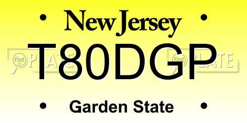 T80DGP New Jersey License Plate